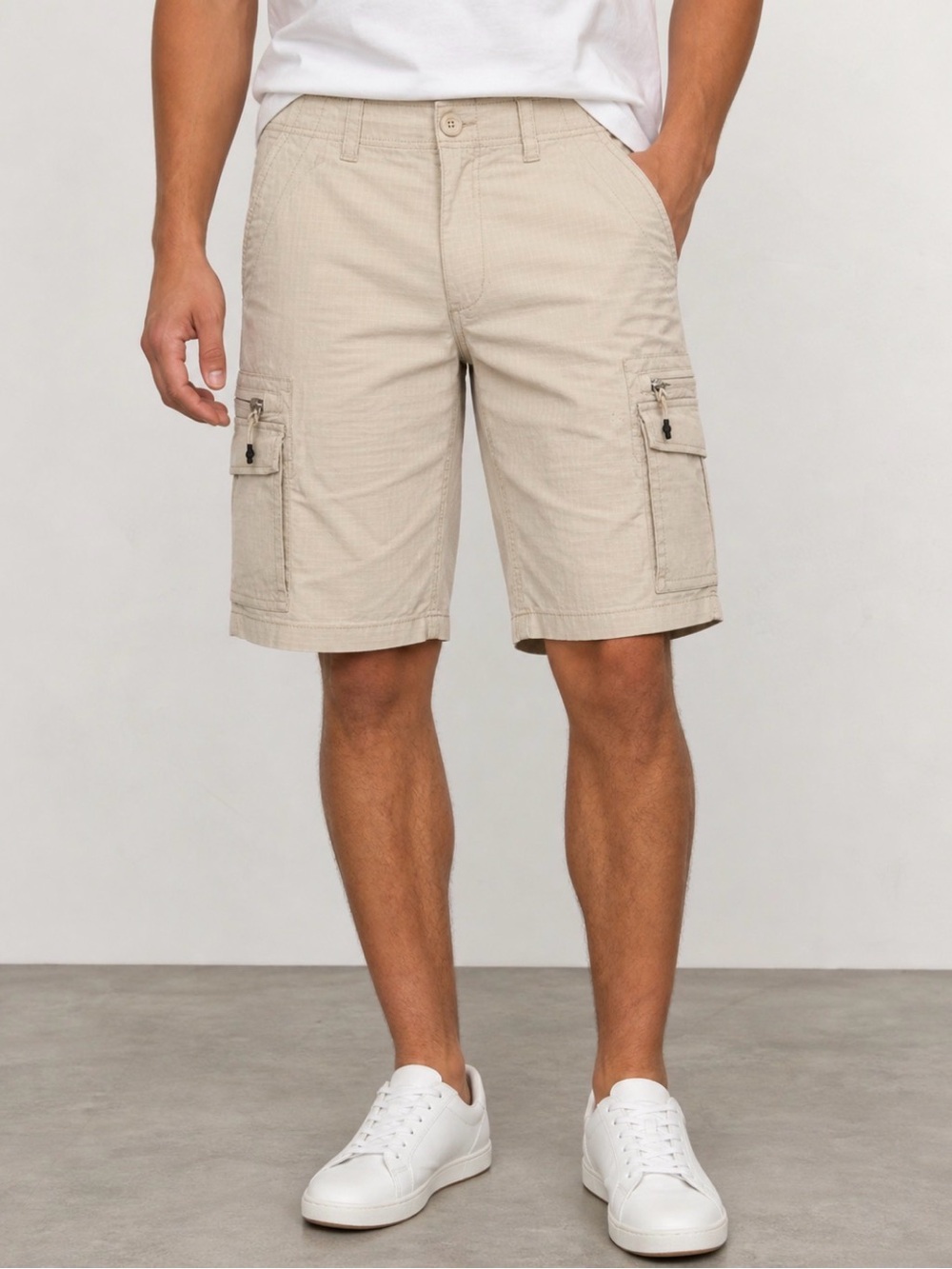Urban pipeline Neutral Tan Cargo Shorts with Side Pockets